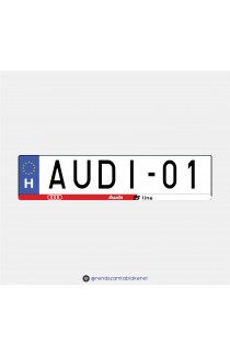 Audi S-Line piros-fehér alapú műgyantás rendszámtáblakeret