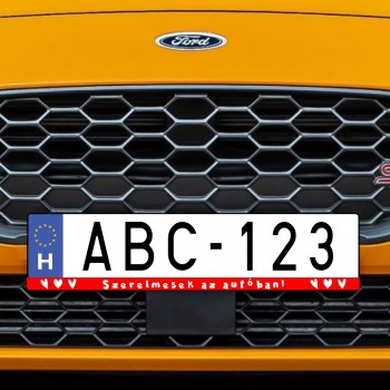 Szerelmesek az autóban feliratos rendszámtáblakeret